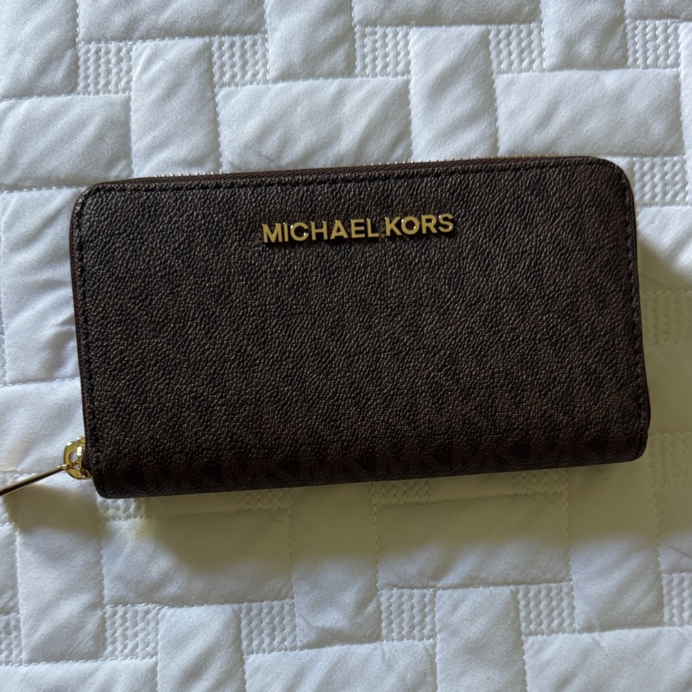 Michael Kors Dark Brown Zip-Around Wallet